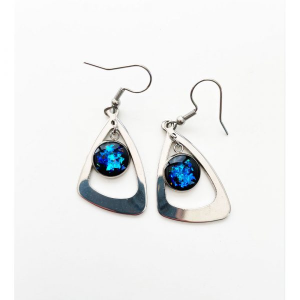 Silver Activated Shungite Earrings, Stylish Stainless Steel Settings