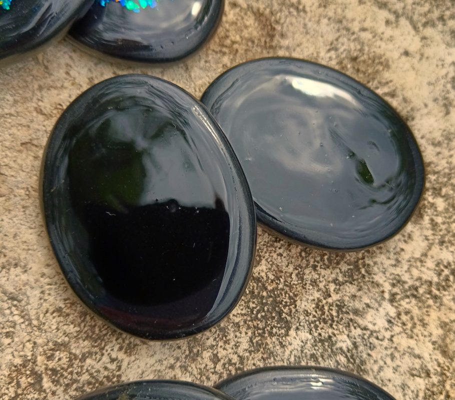 SHUNGITE ACTIVATION STONES, A Pair Polished Flat Oraphim Silver ...