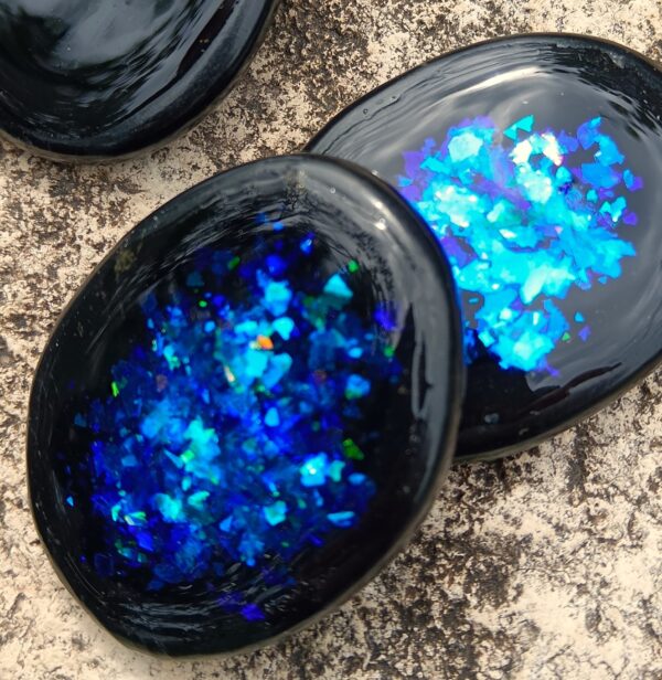 SHUNGITE ACTIVATION STONES, A Pair Polished Flat Oraphim Silver Activated, Powerful Genuine Karelia C60 Fullerenes