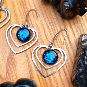 Heart Earrings, Stylish Emf Protection-Stainless Steel Settings