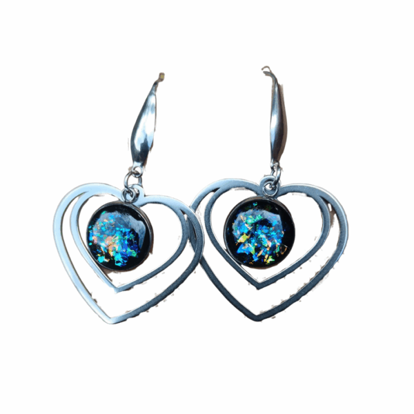 Silver Activated Shungite Earrings, Stylish Stainless Steel Settings - Image 4